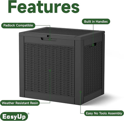 EasyUp 34 Gallon Resin Deck Box Waterproof, UV Resistant Outdoor Storage Box - Image 3