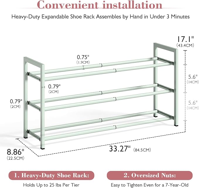 Bumusty 3-Tier Expandable Shoe Rack - Image 3