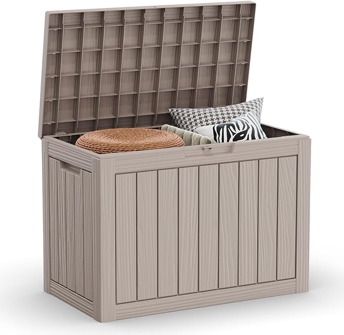 45 Gallon Outdoor Deck Box, Storage Lockable Waterproof Patio Furniture by MAIUSCOLI
