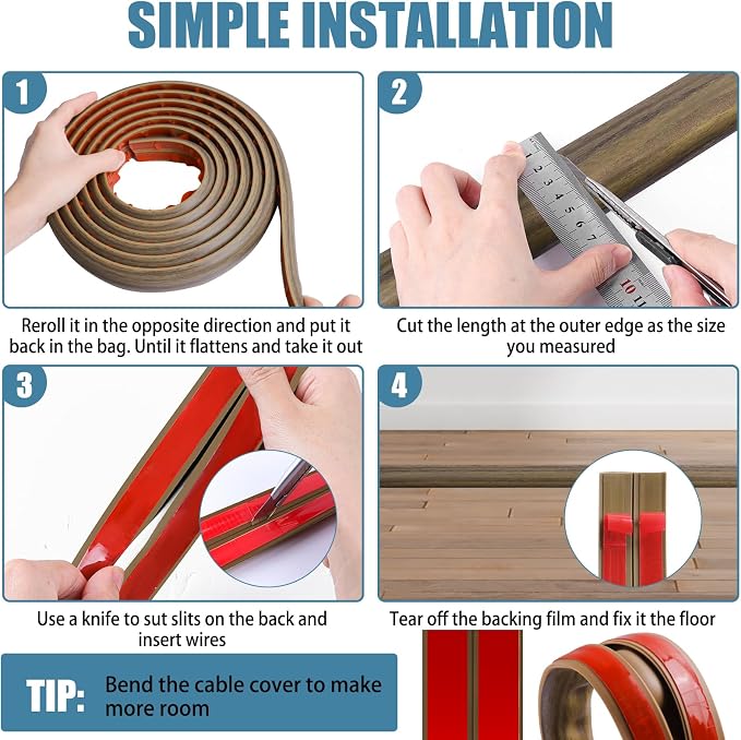 Floor Cord Covers for Wires 3.3FT Cable Hider Wire Cover Self Adhesive Cord - Image 5