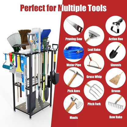 Garden Tool Organizer, 3-Tier Metal Yard Tool Rack - Image 8