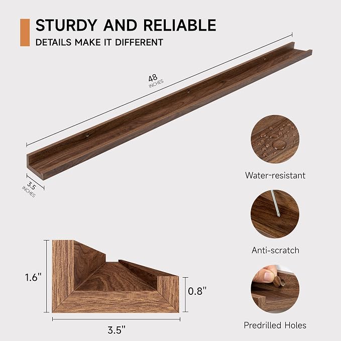 Fun Memories Picture Ledge Shelf, 48 Inch Floating Shelves Set of 2, Large - Image 3