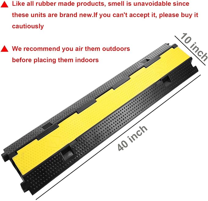 Reliancer 3 Pack Dual Channel Rubber Cable Protector Ramp 2 Channel Traffic - Image 7