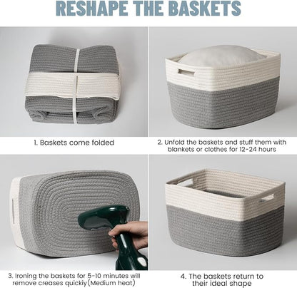 5 Pack Woven Storage Baskets for Shelves, Decorative Basket Closet Organizer - Image 7