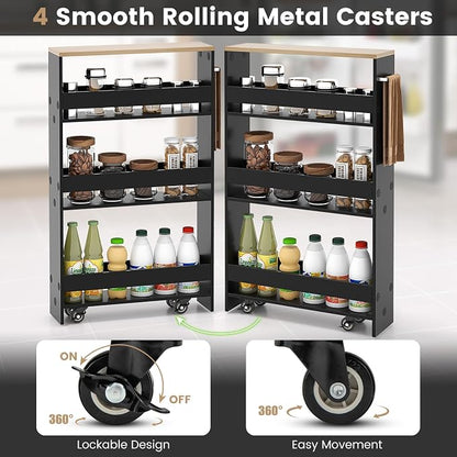 MAT EXPERT Slim Rolling Storage Cart, 4-Tier Freestanding Slim Storage Cart - Image 5