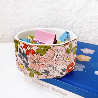 Ceramic Paper Clip Holder Gold Line Paper Clip Dispenser Organizer - Image 3