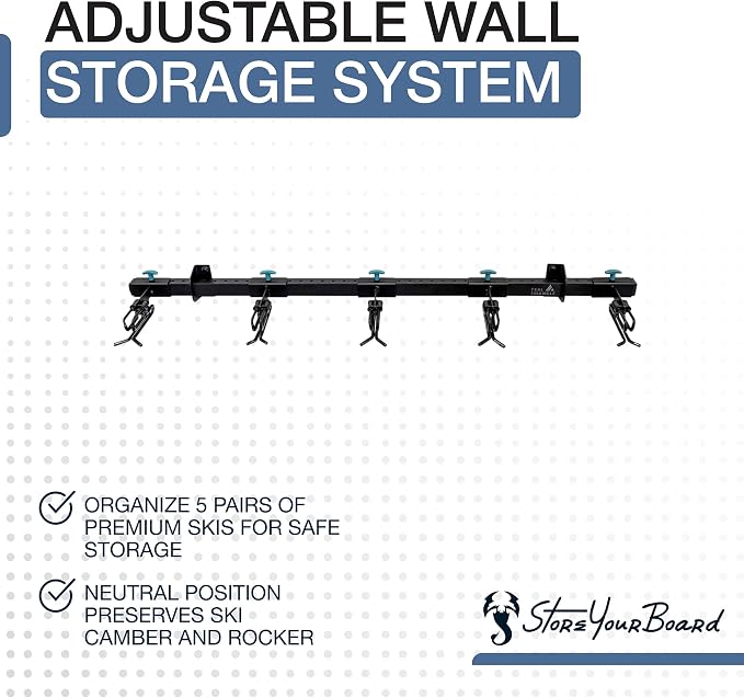 StoreYourBoard Lone Peak Ski Storage Rack, Wall Mount Organizer Holds 5 Pairs - Image 3