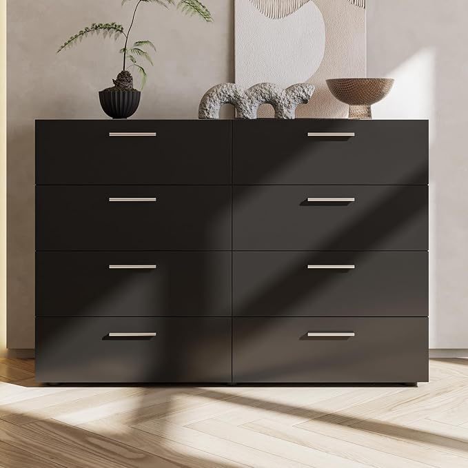 Karl home 8 Drawer Dresser, Wood Black Vanity Drawer Cabinet, Bedroom Storage - Image 6