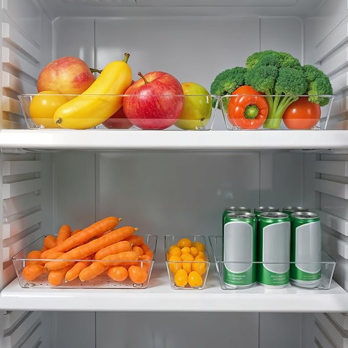 12 Pcs Clear Plastic Drawer Organizer, Kitchen Bathroom Fridge Utensil Vanity - Image 6
