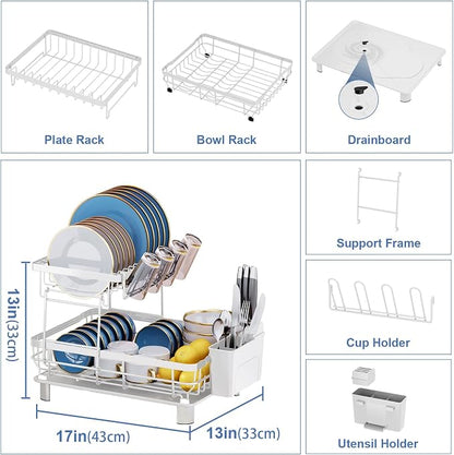 MOUKABAL Dish Drying Rack, 2 Tier Dish Rack, Large Dish Racks - Image 3