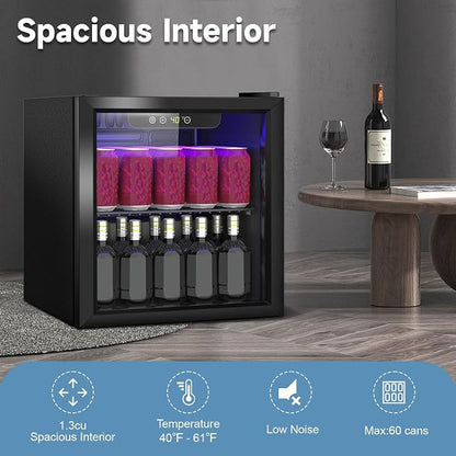 1.3 Cu.Ft Mini Fridge for 60 Cans, Beverage Refrigerator - Image 5