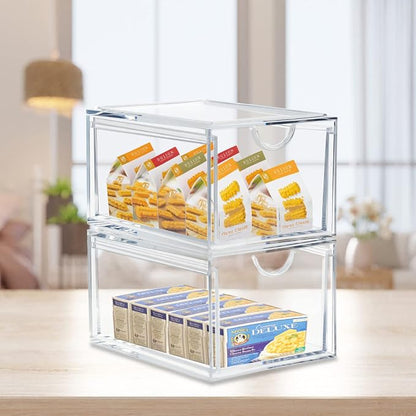 2 Pack Stackable Cosmetic Organizer Drawers, Plastic Storage Bins Vanity - Image 5