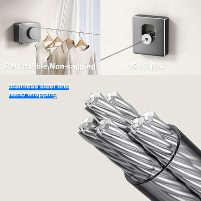 Retractable Clothesline Indoor, Non-Sagging Outdoor Clothes Line Retracting - Image 2