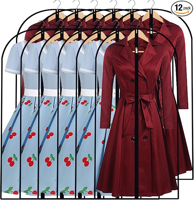 Garment Bags for Hanging Clothes 24'' x 48'' Coat Covers for Closet Foldable by UOUEHRA