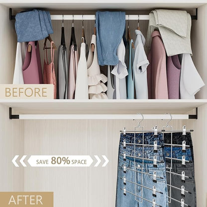 Pants Hangers with Clips, Space Saving Hanging Closet Organizer-6 Tiers Skirt - Image 2