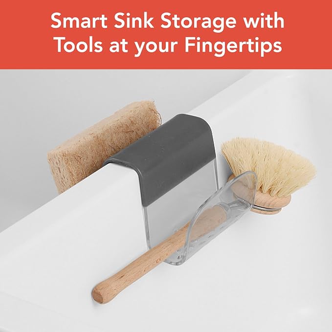 Spectrum Sink Saddle for Kitchen Sink Gray Slate Tint Sponge and Brush Holder - Image 2