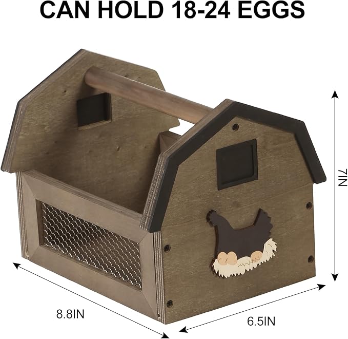 Egg Basket for Gathering Fresh Eggs, Farmhouse Egg Collecting Basket, Wood - Image 2