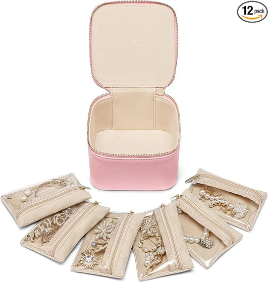 Vlando Travel Jewelry Box for Women, Faux Leather Jewelry Case by VLANDO