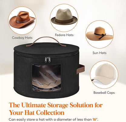 Lifewit Round Cowboy Hat Box for 7 Caps, Large Felt Hat Organizer Bag for Men & - Image 5