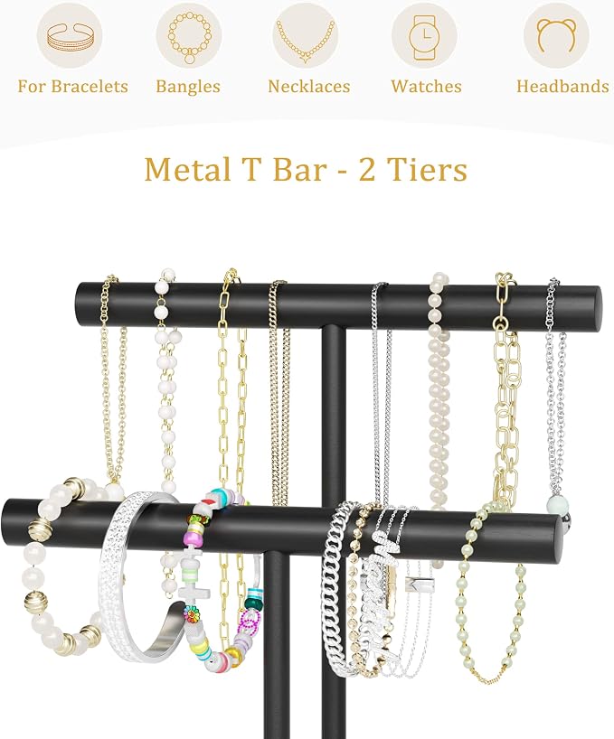 SZQINJI Bracelet Holder Organizer Jewelry Display Stand, Solid Wood Base - Image 5