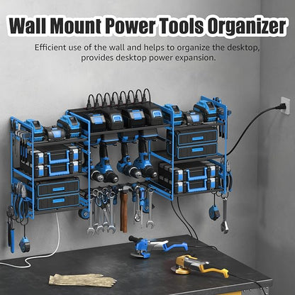 CCCEI Blue Power Tool Organizer Wall Mount, Large Tools and Battery Storage - Image 3