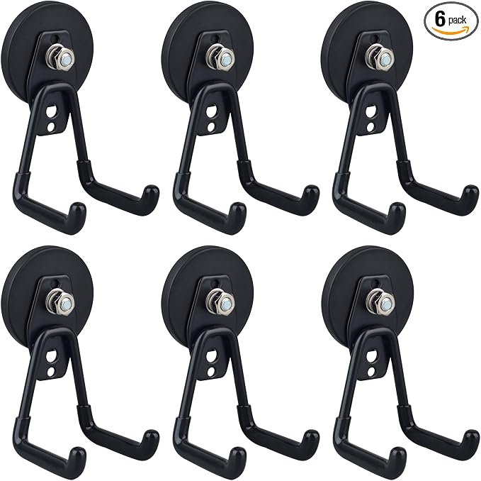 ULIBERMAGNET Heavy Duty Magnetic Garage Hook, 6 Pack Strong Large Magnet Hooks by ULIBERMAGNET