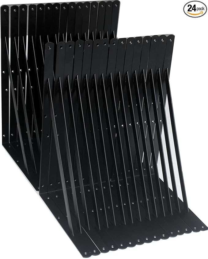 24 Pack L20 x H 12" Black Heavy Duty Shelf Brackets by MHMYDZ