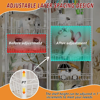 6 Tier Basket Shelf Wire Shelving Unit Adjustable Storage Shelves Big Basket - Image 5