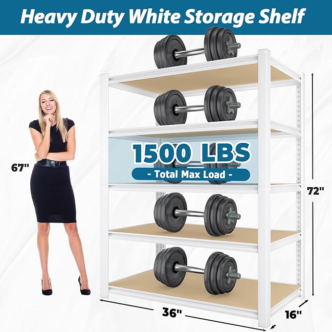 PrimeZone 3 Packs 36" W x 16" D x 72" H Closet Storage Shelves - Image 3