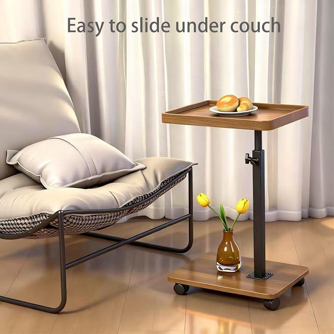 Adjustable Height Couch Tables That Slide Under Sofa, 360° Swivel Modern Tv - Image 4