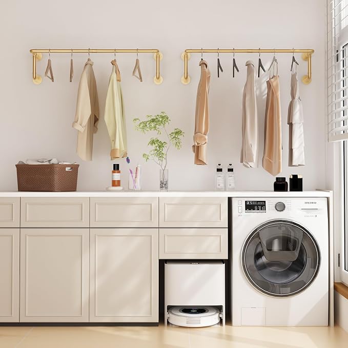 Industrial Pipe Clothing Racks 2 Pack, 36.2In Wall Mounted Clothes Rack - Image 2