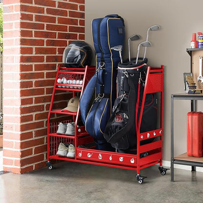 Lauren&Harold Golf Bag Organizer Garage Storage, Golf Storage Rack Stand Fits 2 by LaurenHarold