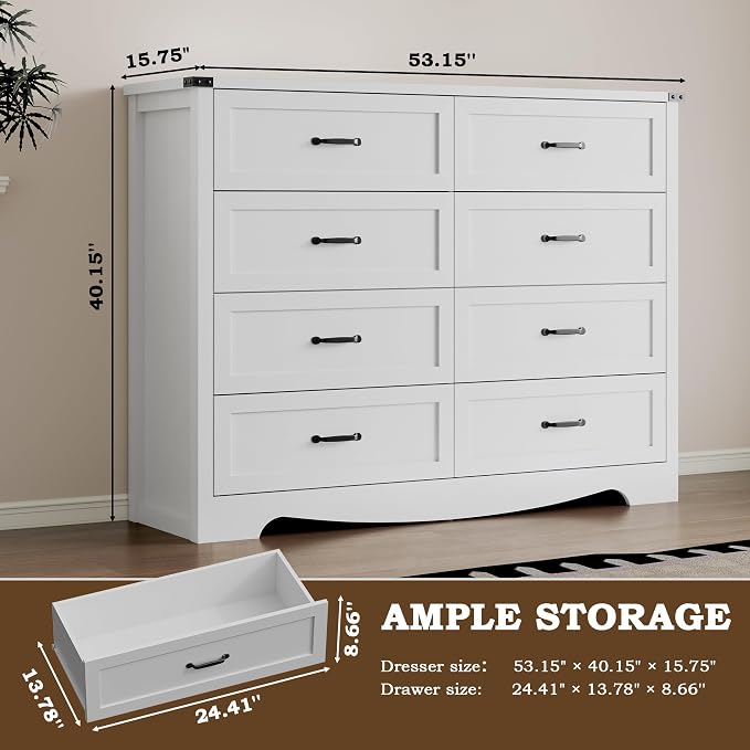 8-Drawer Dresser for Bedroom, Modern Wooden Chest of Drawers - Image 2