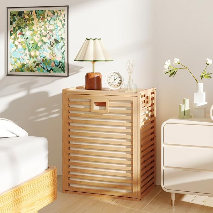Giantex Tilt Out Laundry Hamper, Bamboo Laundry Storage Cabinet - Image 3