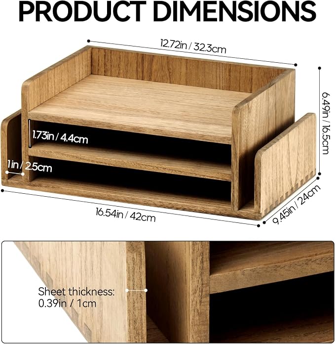 KIRIGEN Wood Desk Organizer 5 Trays - Image 6