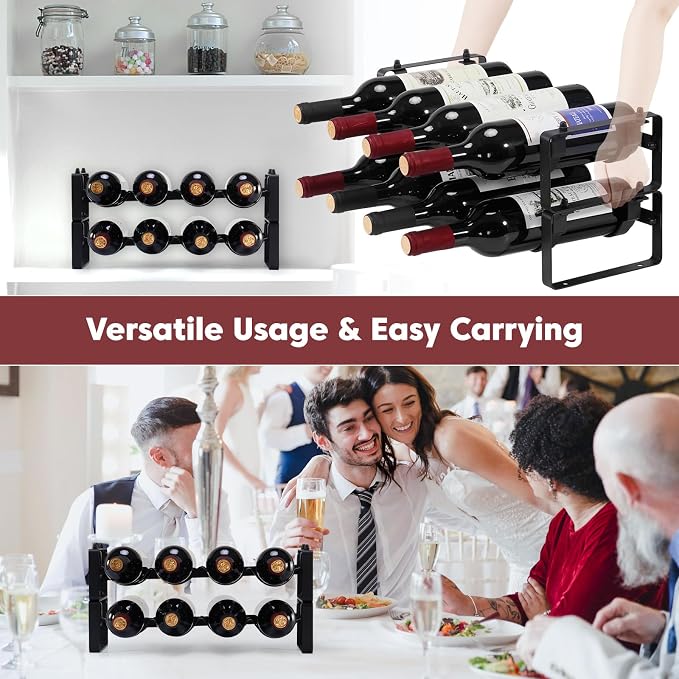 Stackable Wine Rack Countertop, Sturdy Wine Bottle Holder Freestanding - Image 7