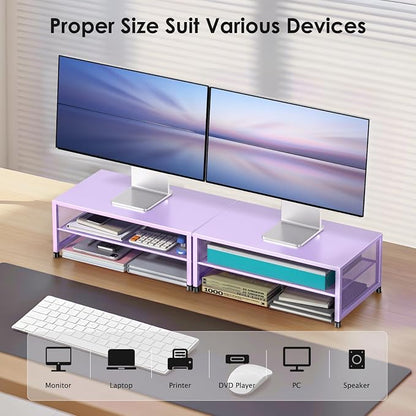 Desk Organizers and Accessories, 2-Tier Metal Computer Monitor Stand Riser - Image 4