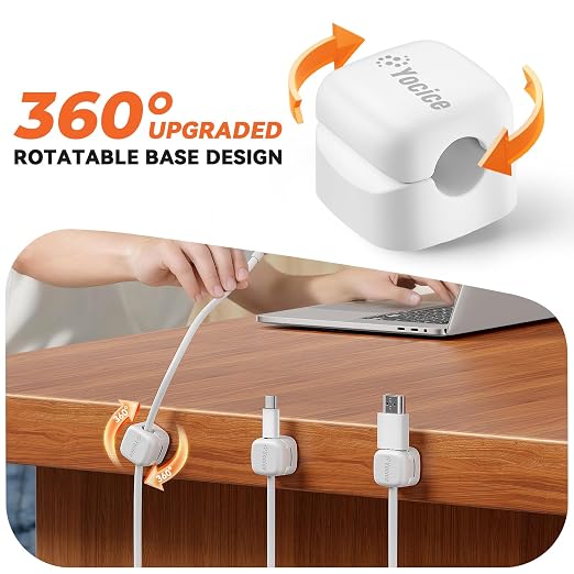 10Pack Rotatable Cord Organizer, Spring Cable Clips Desk Cable Management Cord - Image 3