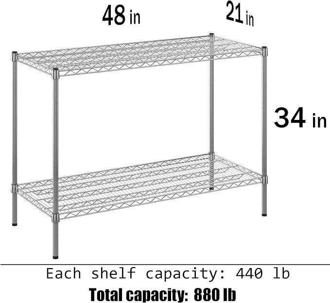 21" Deep x 48" Wide x 34" Height Wire Shelving Kit | 2-Tier | NSF Commercial - Image 3