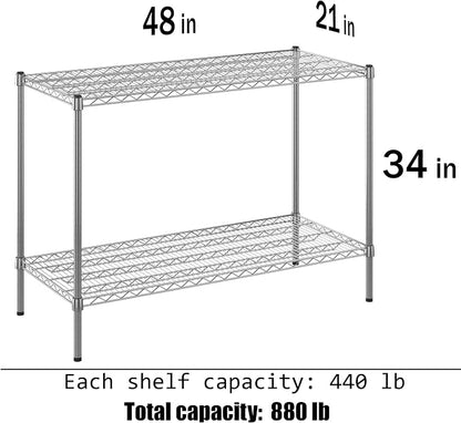 21" Deep x 48" Wide x 34" Height Wire Shelving Kit | 2-Tier | NSF Commercial - Image 3