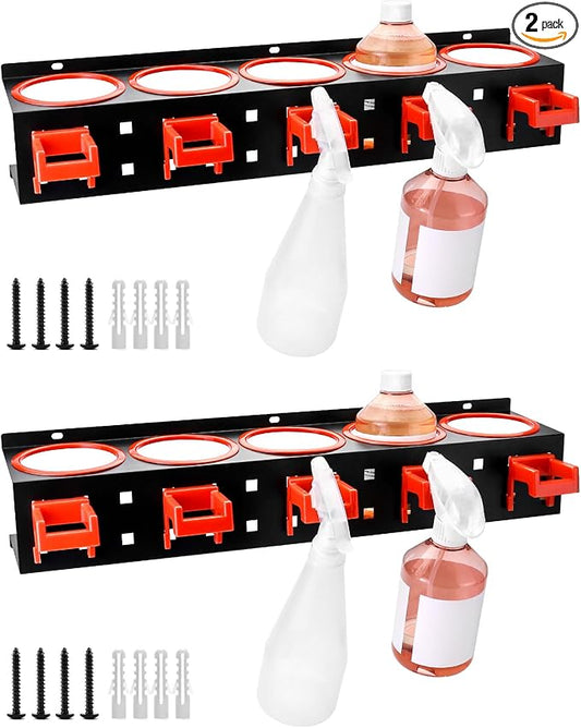 QWORK Wall-mounted Spray Bottle Holder, 2 Pack Aerosol Can Rack Organizer by QWORK