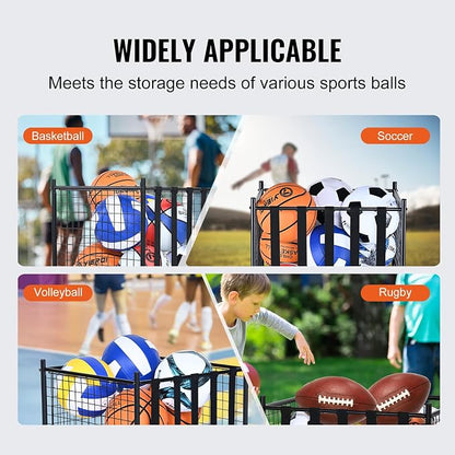 VEVOR Rolling Sports Ball Storage Cart, Lockable Basketball Cage - Image 6