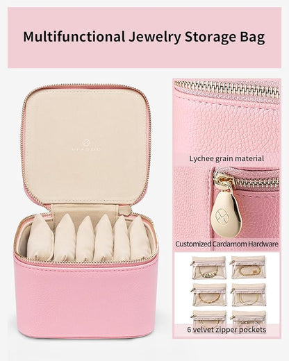 Vlando Travel Jewelry Box for Women, Faux Leather Jewelry Case - Image 5