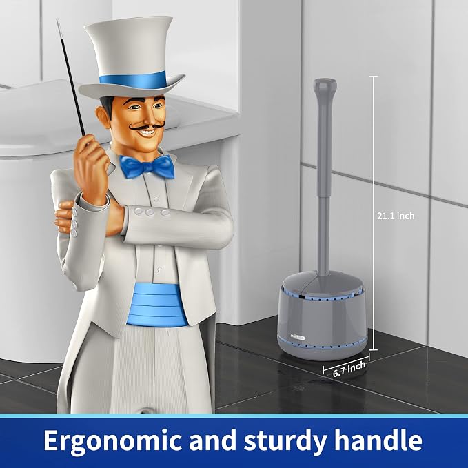 MR.SIGA Toilet Plunger with Holder, Heavy Duty Plunger with Sturdy Handle - Image 2