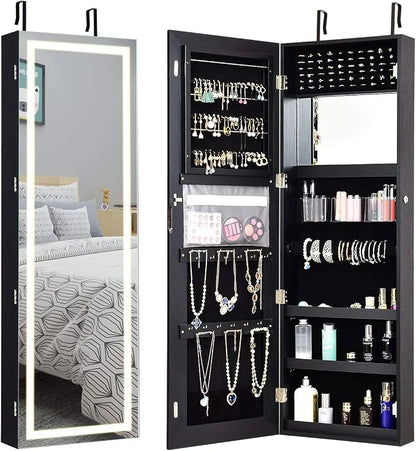 Giantex Jewelry Cabinet Armoire Door Wall Mount, 47.2in Lockable Touch Screen by Giantex