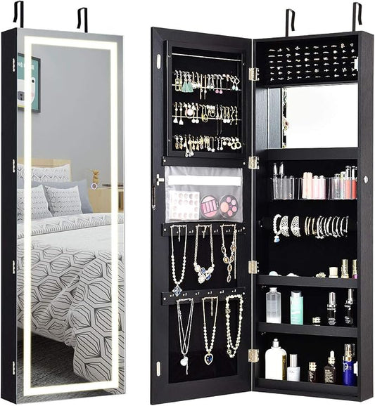 Giantex Jewelry Cabinet Armoire Door Wall Mount, 47.2in Lockable Touch Screen by Giantex