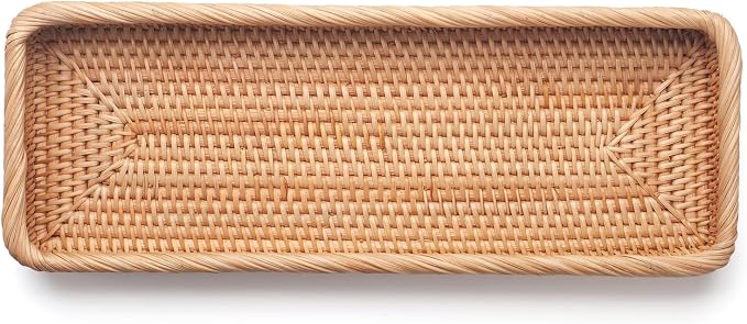 Rattan Bathroom Vanity Tray, Toilet Tank Basket Tray - Image 4