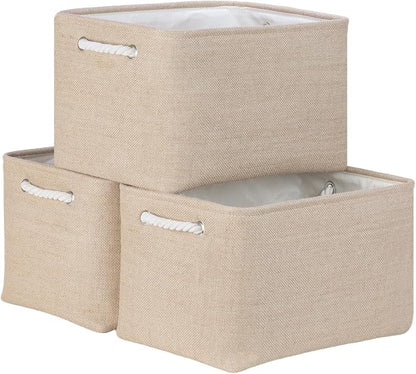 Bidtakay Large Storage Baskets for Shelves 3 Pack Fabric Storage Bins for by BidtakayBaskets