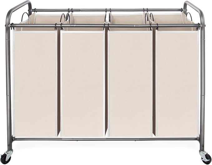 STO STO Laundry Sorter 4 Section, 4 Bag Laundry Hamper, Rolling Laundry Cart by STOSTO