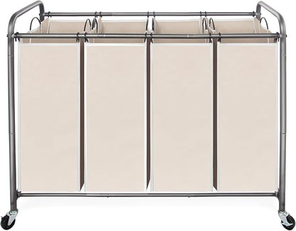 STO STO Laundry Sorter 4 Section, 4 Bag Laundry Hamper, Rolling Laundry Cart by STOSTO